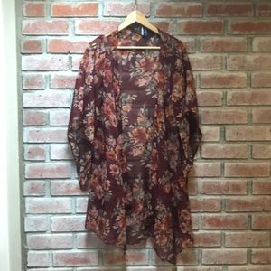 Kimono - burgundy peach and burnt orange